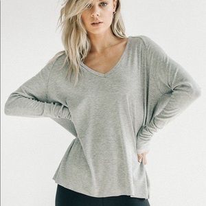 Joah Brown Pearl Grey Rib V-Neck